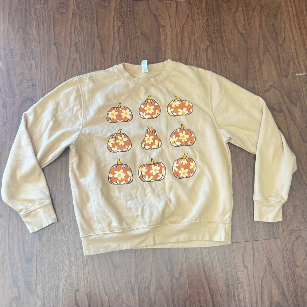 Just Hoods Brand Sweatshirt with Pumpkin Design Size Medium
